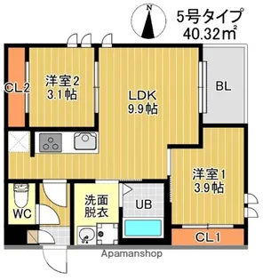 GRANDTIC COURT 別府【1階】の間取り