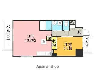 キルンズ高取【313号室】の間取り