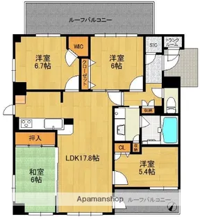 グランディア百道浜通り【4階】の間取り