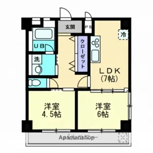 東峰マンション第2薬院【2階】の間取り