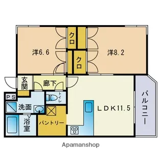 エバシオン長尾【1階】の間取り
