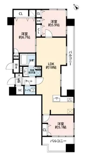 アクタス渡辺通パークシティ【14階】の間取り