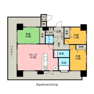 グラビス室見ツインコート【6階】の間取り