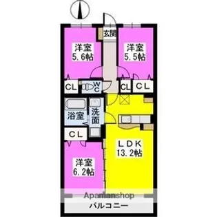 プレアマール【3階】の間取り