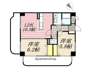 パークサイド西新【5階】の間取り
