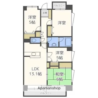 テングッド高取【6階】の間取り