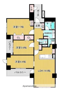 グランドメゾン百道浜オーシャン&フォレスト【25階】の間取り