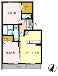 セジュール賀茂【1階】の間取り