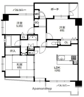 コスモ西公園【2階】の間取り