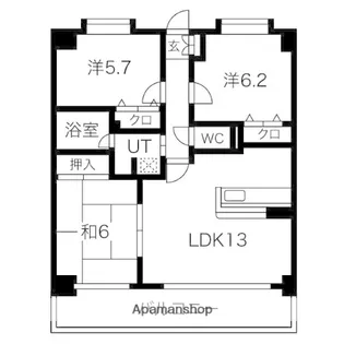 トーソンビル【6階】の間取り