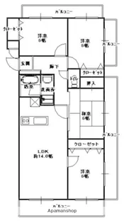 パラシオ荒江【2階】の間取り