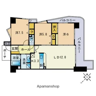 アンピール百年橋【9階】の間取り