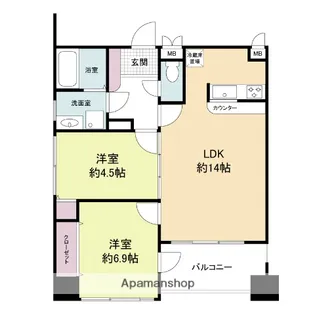 グランパーク天神【11階】の間取り