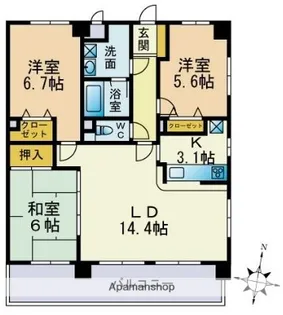 ロマネスク平和第2【4階】の間取り