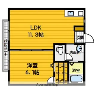 サンライト西片江A【1階】の間取り