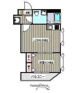 エムアール祖原B【4階】の間取り