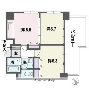 アミューゼ高砂【6階】の間取り