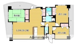 アプローズ薬院デュオイースト【6階】の間取り