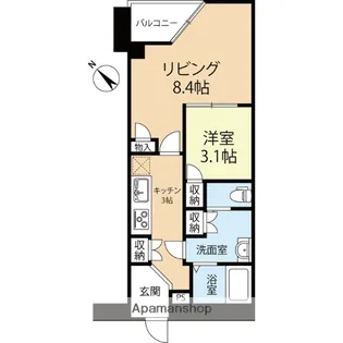 ラクレイス西新レジデンシャルタワー【18階】の間取り