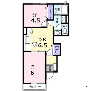 ルーチェ・デル・ソーレA【1階】の間取り