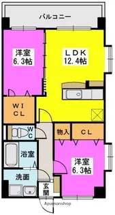 ヴィルヌーブ下山門【5階】の間取り