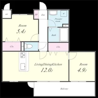 サンライズ百道【1階】の間取り
