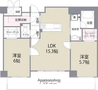 エイチス高宮【4階】の間取り