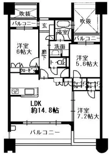 サングレート薬院駅ロイヤルウィン【13階】の間取り