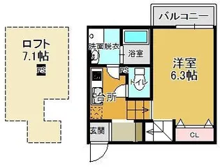 シャレオ姪浜Ⅱ【2階】の間取り