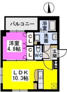 キャバーン愛宕【1階】の間取り