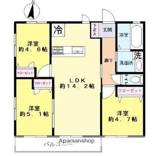 エスポワール大濠西【1階】の間取り