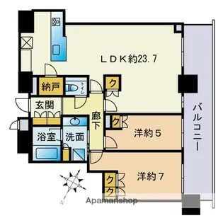 BRILLIA TOWER西新【15階】の間取り