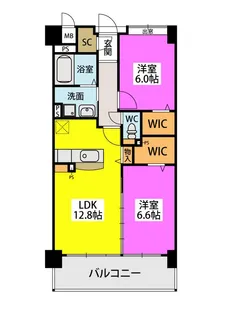 メルベーユ高宮駅前【2階】の間取り