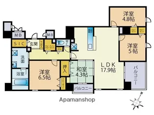クロスフレア大濠公園【2階】の間取り