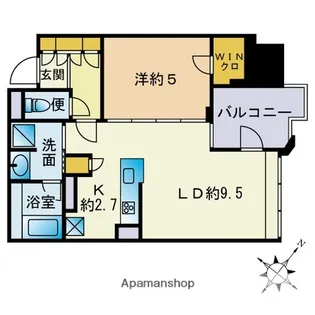 レーベン福岡天神ONE TOWER【6階】の間取り