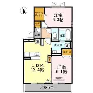 グランディオール城南二番館【2階】の間取り