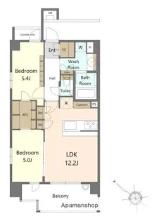 オープンレジデンシア渡辺通【10階】の間取り
