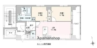 ロータス大濠パークサイド【5階】の間取り
