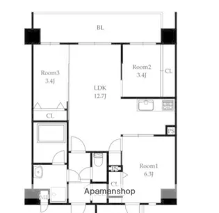 MODERN ASPIRATION 大濠公園【6階】の間取り