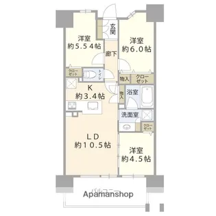 ポレスター博多ミッドシティ【6階】の間取り