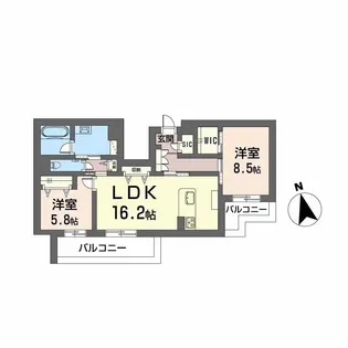 ワイエア平尾浄水【3階】の間取り