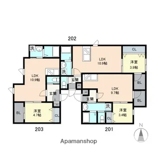 エクシア野芥駅【2階】の間取り