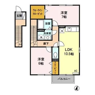 アドミラブール壱番館 A棟【2階】の間取り
