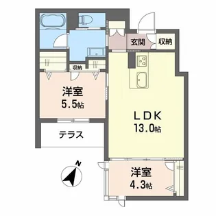 N,AGE神松寺【1階】の間取り