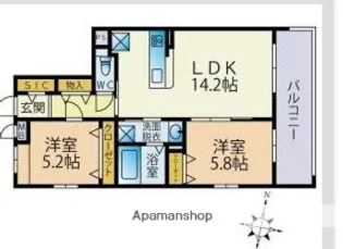 ビーコンヒル田島【1階】の間取り