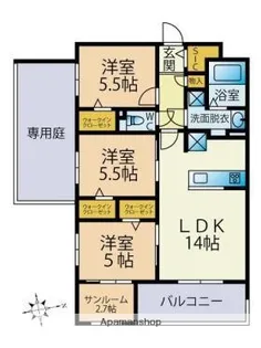 ビーコンヒル石丸【1階】の間取り