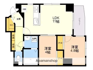 2LDKの間取り画像