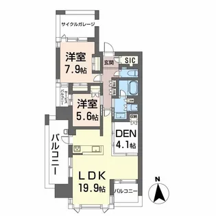 グランドメゾン大濠公園2020 401号室【4階】の間取り