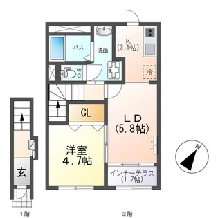 アンテ学研北【2階】の間取り