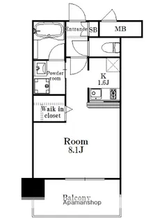 新品家具付きマンション住吉7(KAGOOD福岡)【8階】の間取り